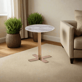 Siena Cultured Marble Side Table (Rose Gold Base) - Maxi Home Furnishing